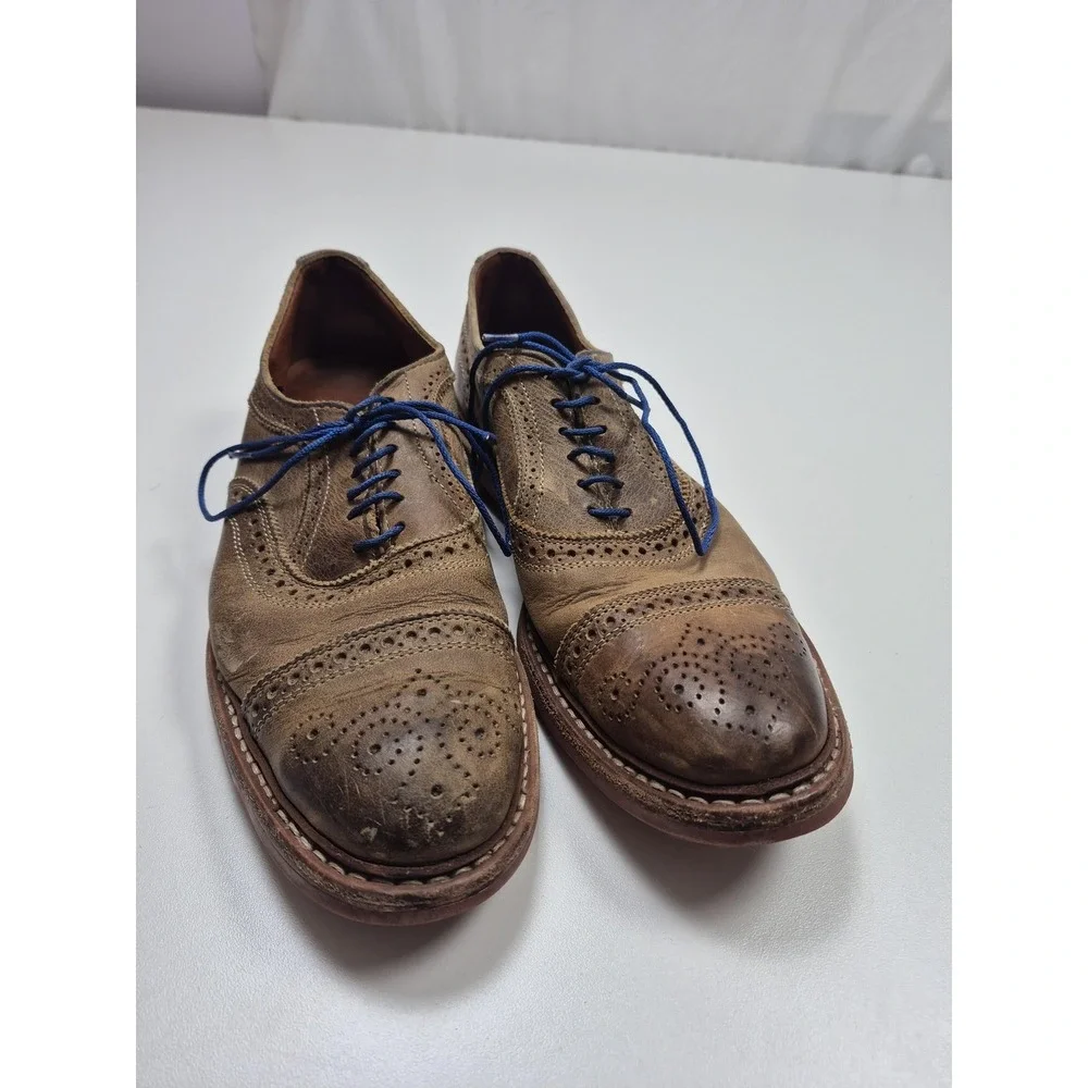 Allen Edmonds Buckstrand Shoes Mens Size 10 B Brown Wingtip Oxford Vibram Sole